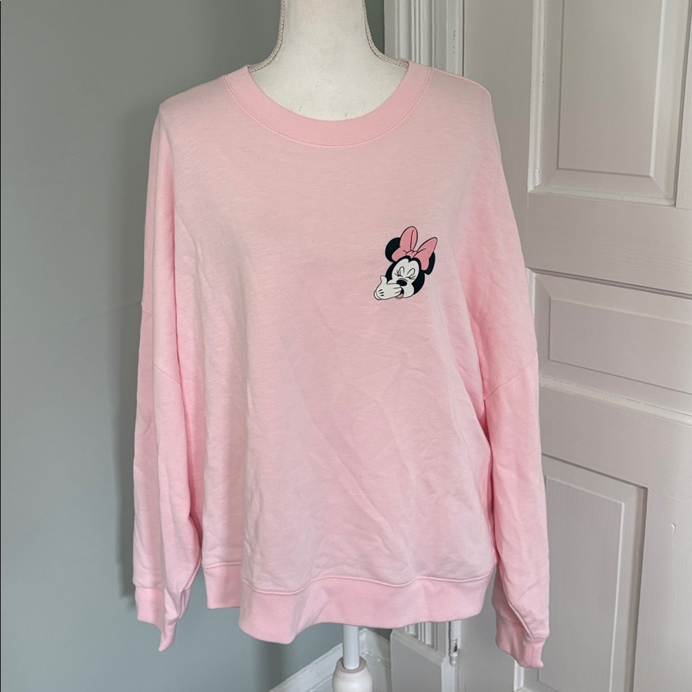 NWT GAP x Disney Minnie Mouse crewneck sweatshirt Oversized Pink Cropped XXL